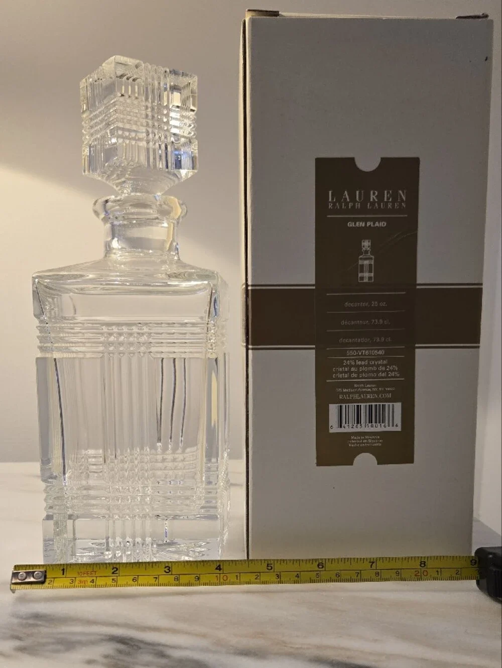 Lauren Ralph Lauren Glen Plaid Clear Crystal Decanter